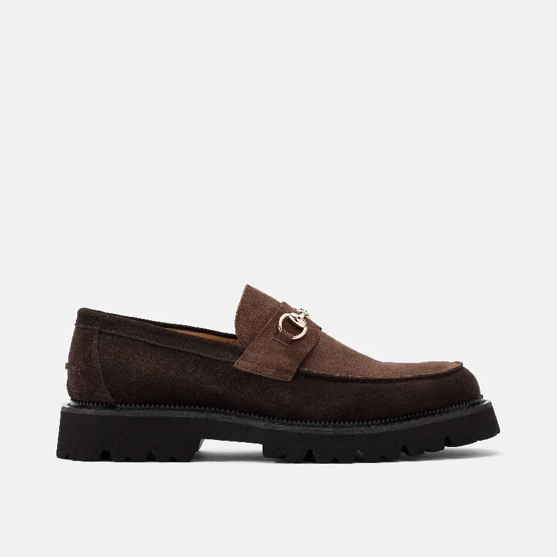 Blake Triple Brown Suede Lug Bit Loafers