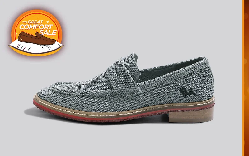 Block Heel Loafers : Grey