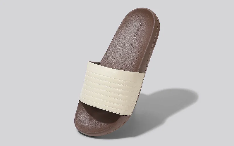 Best Sneakers For Work FootBed Slides for Men : Ivory Brown