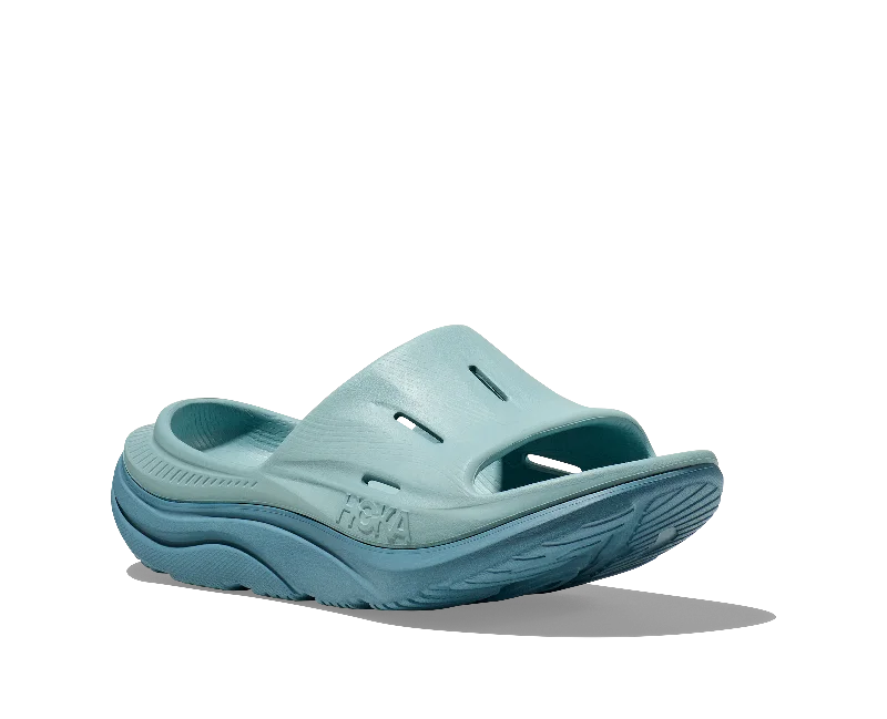 High Fashion Dress Shoes Hoka All Gender/Unisex Ora Recovery Slide 3 Color: Cloud Blue/Stone Blue