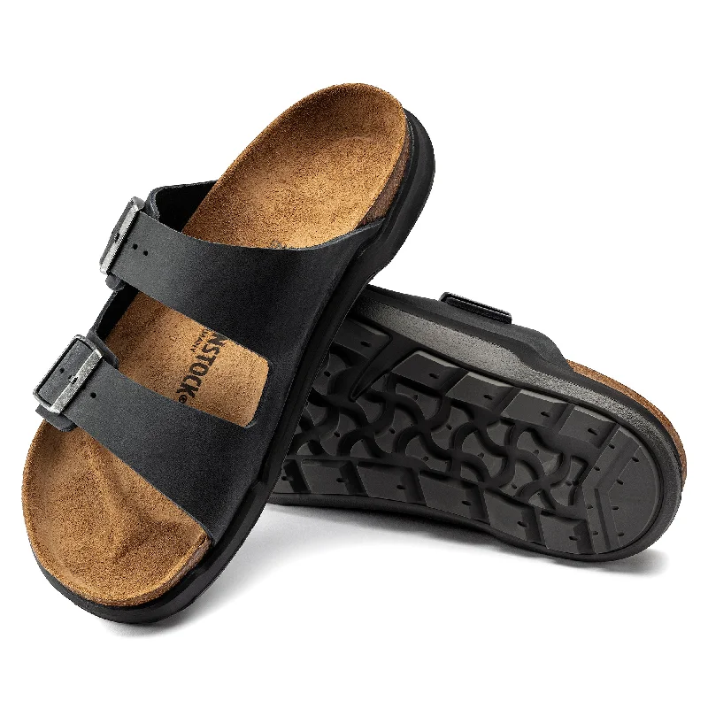 Trendy Platform Sneakers Men's Birkenstock Rugged Oiled Leather Color: Black