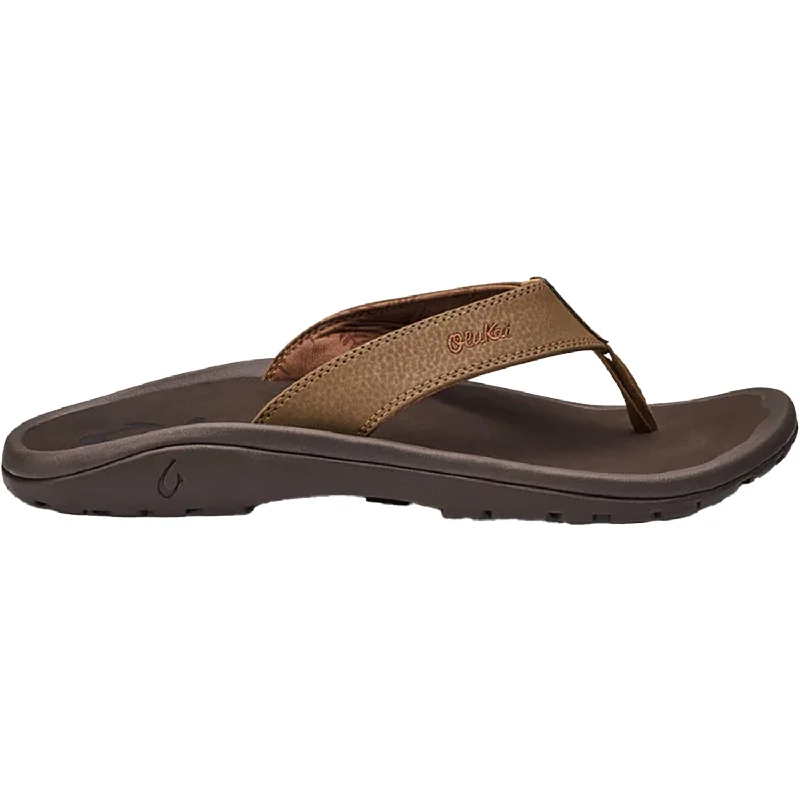 Best Hiking Sandals Online Sale Men's OluKai Nui Dark Shadow / Charcoal Leather