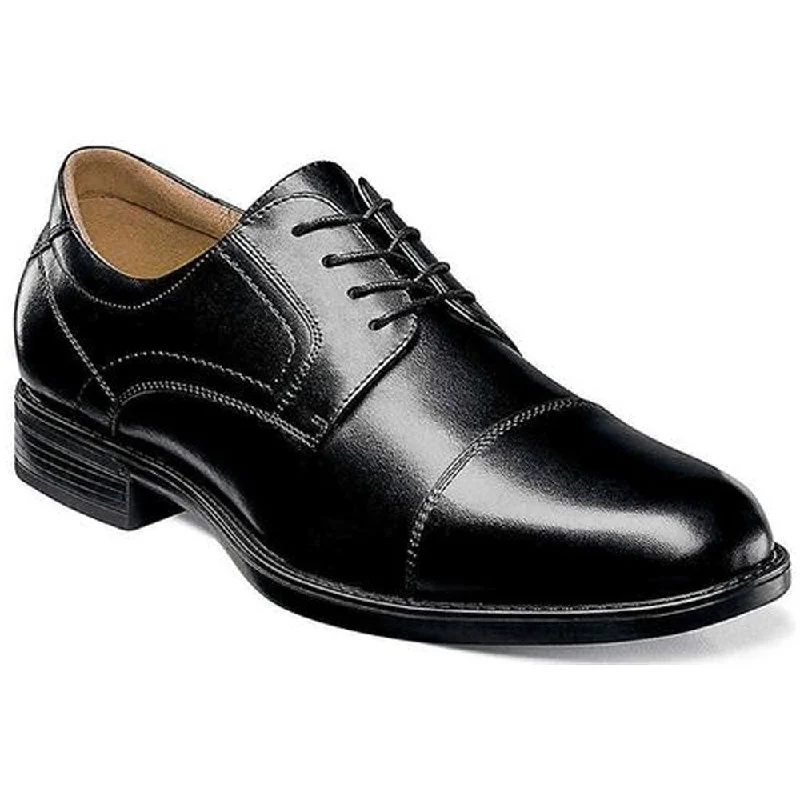 Comfortable Flats For Work Florsheim Midtown Cap Toe Oxford Black Smooth Leather (Men's)