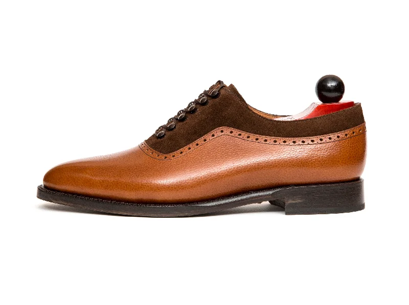 Formal Leather Shoes Mukilteo - MTO - Tan Grain / Dark Brown Suede - TMG Last - Single Leather Sole Formal Leather Shoes Mukilteo - MTO - Tan Grain / Dark Brown Suede - TMG Last - Single Leather Sole