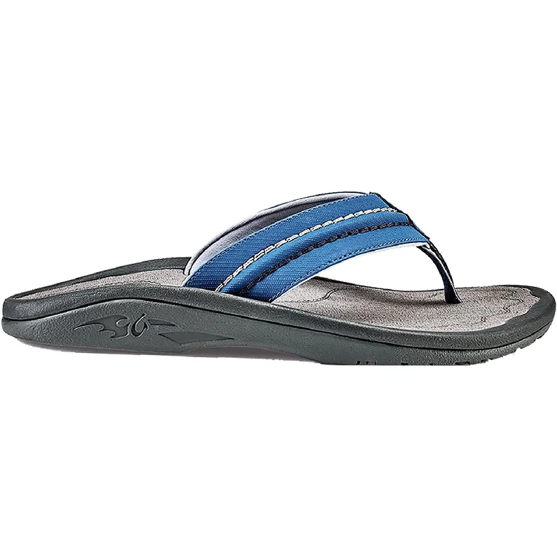 Stylish Outdoor Boots For Sale Men's OluKai Hokua Slate Blue/Charcoal Synthetic