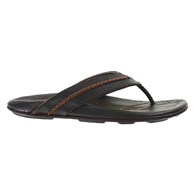 Comfortable Sandals For Summer Men's OluKai Mea Ola Dark Java Leather
