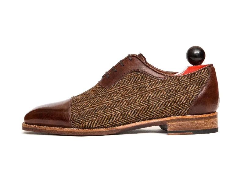 Comfortable Boots For Hiking Seaport - MTO - Walnut Museum Calf / Gold Tweed - LPB Last - Natural Single Leather Sole Comfortable Boots For Hiking Seaport - MTO - Walnut Museum Calf / Gold Tweed - LPB Last - Natural Single Leather Sole