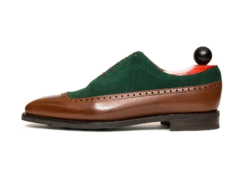 Durable Running Sandals Sebastien - MTO - Caramel Calf / Bottle Green Suede - LPB Last - Country Rubber Sole Durable Running Sandals Sebastien - MTO - Caramel Calf / Bottle Green Suede - LPB Last - Country Rubber Sole