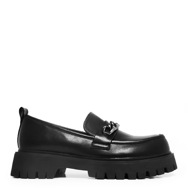 Shenron Men's Chain Black Loafers