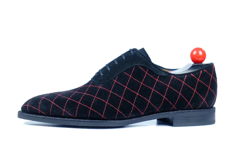 Trendy Flip Flops For Sale Spokane - MTO - Quilted Black Suede - Red Stitching - LPB Last - City Rubber Sole Trendy Flip Flops For Sale Spokane - MTO - Quilted Black Suede - Red Stitching - LPB Last - City Rubber Sole
