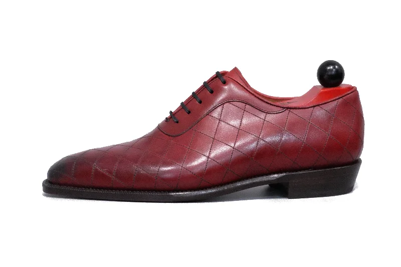 High Fashion Dress Shoes Spokane - MTO - Burnished Quilted Burgundy Calf - LPB Last - Single Leather Sole High Fashion Dress Shoes Spokane - MTO - Burnished Quilted Burgundy Calf - LPB Last - Single Leather Sole