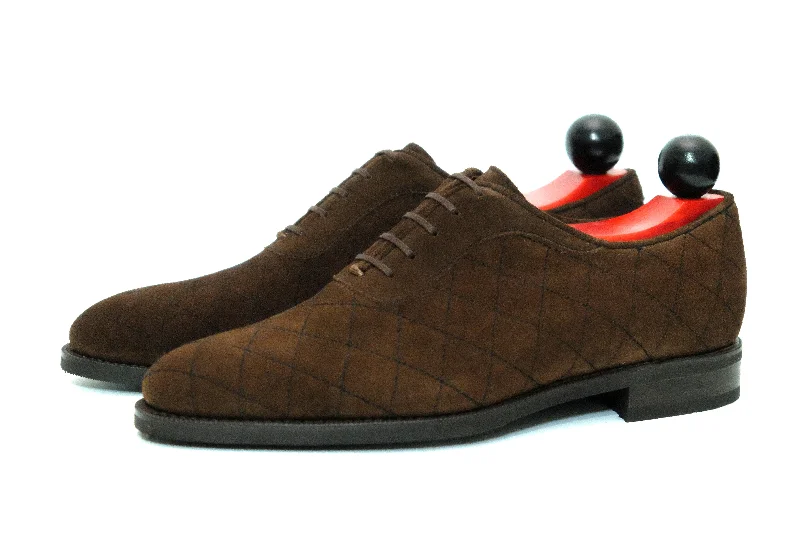 Outdoor Sandals Collection Spokane - MTO - Quilted Dark Brown Suede - TMG Last - City Rubber Sole Outdoor Sandals Collection Spokane - MTO - Quilted Dark Brown Suede - TMG Last - City Rubber Sole