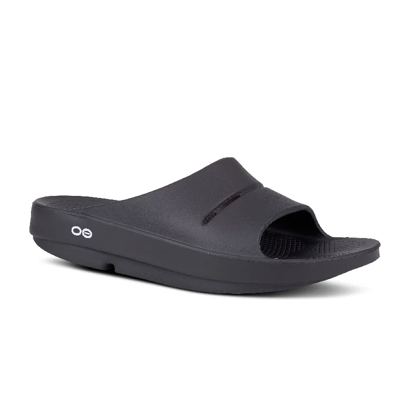 High Fashion Hiking Boots Unisex Oofos OOahh Slide Color: Black