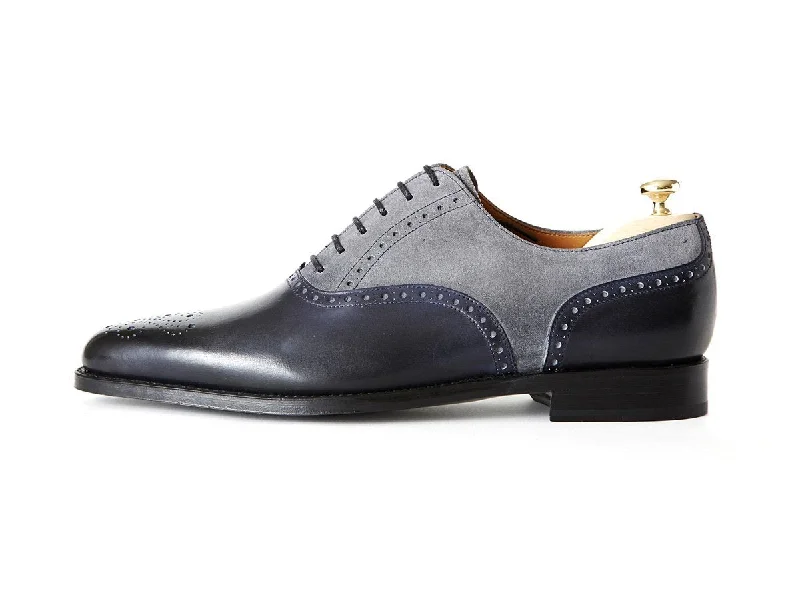 Winter Sports Shoes Wallingford - MTO - Midnight Calf / Light Grey Suede - JKF Last - Single Leather Sole