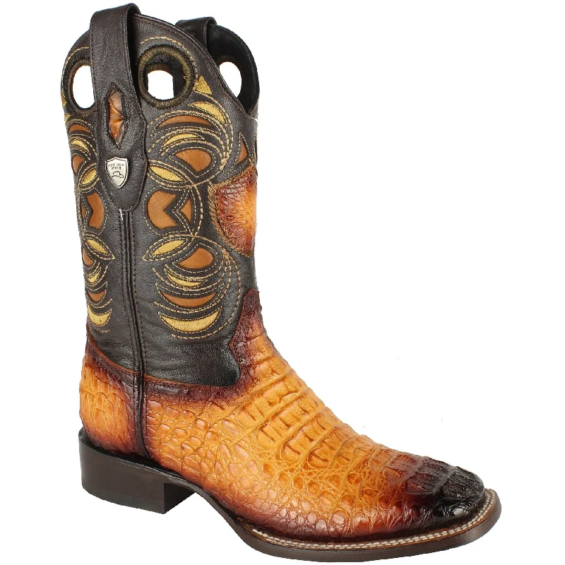 Wild West Boots #28240202 Men's | Color Buttercup | Men’s Wild West Caiman Hornback Boots Square Toe Handcrafted