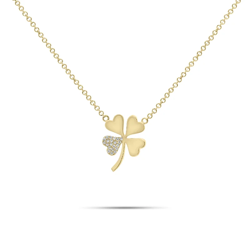 vintage platinum wedding band Diamond-Accented Four-Leaf Clover Pendant Necklace