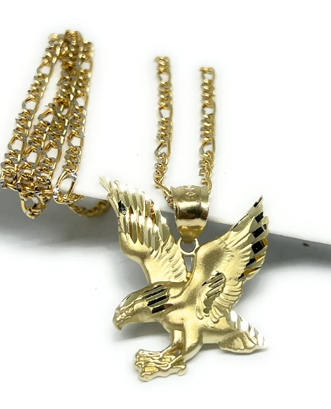 simple sapphire wedding band 10k Solid Gold Yellow Classic EAGLE Pendant Necklace