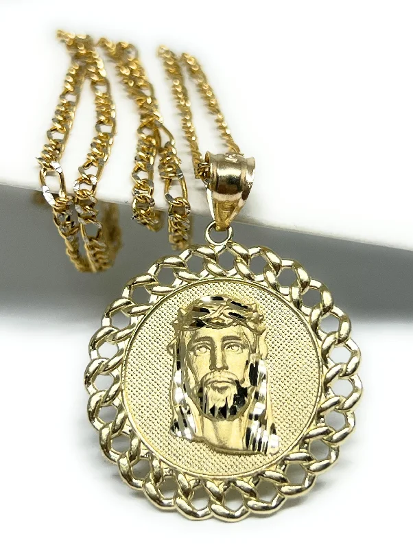 white gold diamond cluster ring 10k Solid Gold YELLOW Jesus Face Round Pendant Necklace