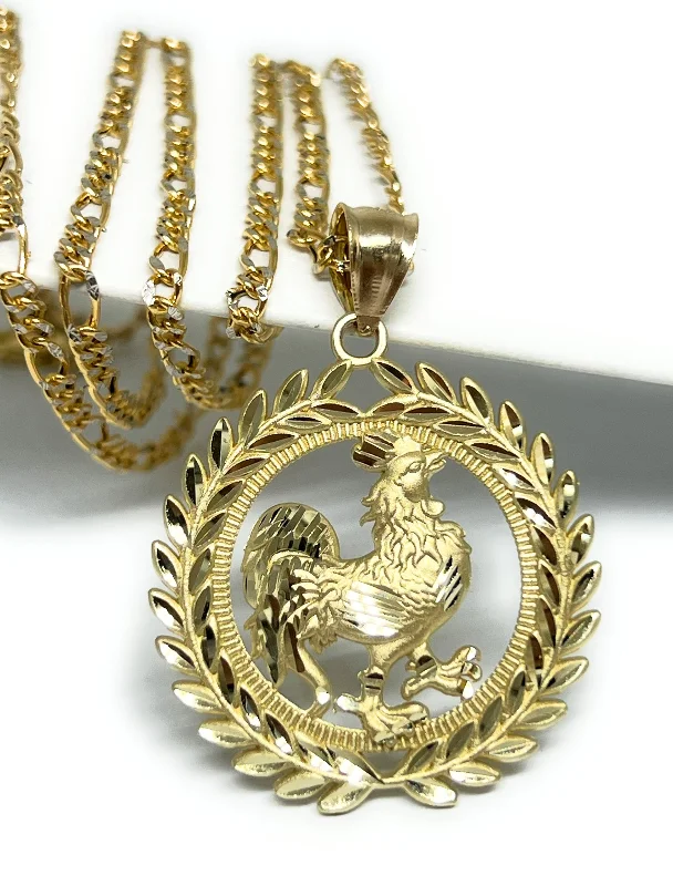 adjustable moon phase bracelet 10k Solid Gold Yellow Rooster ROUND CORONET Pendant Necklace