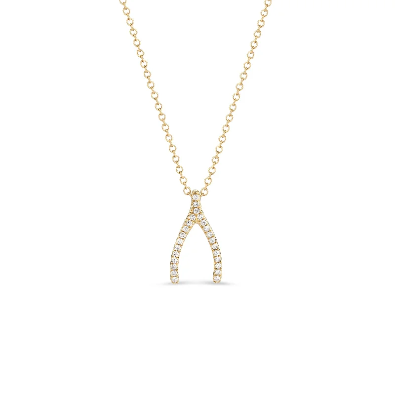 custom gold name necklace Diamond Wishbone Necklace