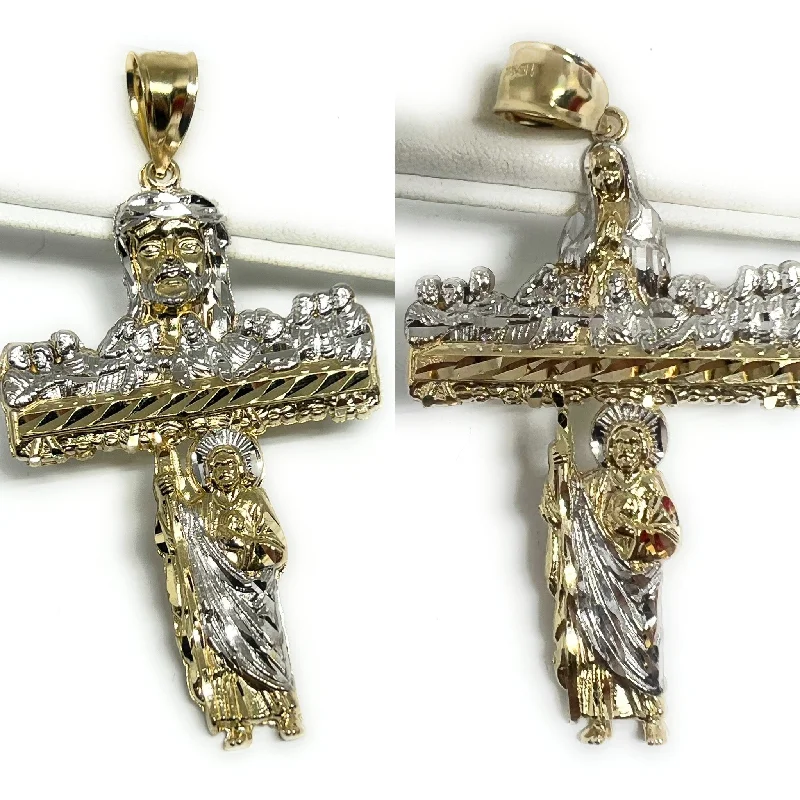heart pendant necklace gold 14k Solid Gold 2-Tone CROSS LAST SUPPER Pendant Necklace Virrgin Mary, Saan Judas heart pendant necklace gold 14k Solid Gold 2-Tone CROSS LAST SUPPER Pendant Necklace Virrgin Mary, Saan Judas
