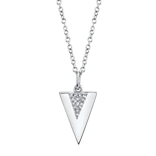 gothic bat ring sterling silver 14KT GOLD .03 CTW DIAMOND PAVE TRIANGLE NECKLACE