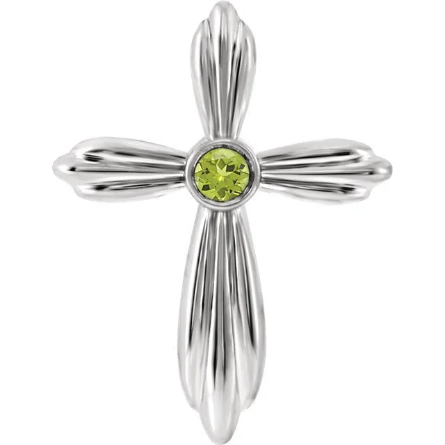 rose gold bezel ring 14KT GOLD .09 CT PERIDOT BEZEL-SET CROSS PENDANT