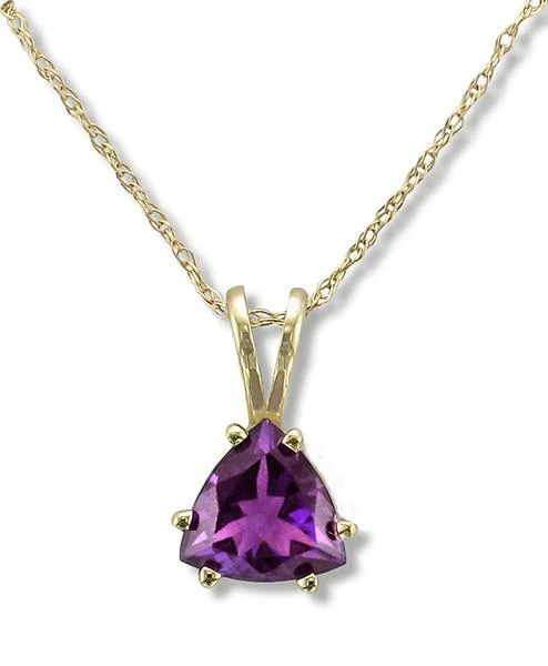 vintage lock and key necklace 14KT GOLD 1.10 CT TRILLION CUT AMETHYST PENDANT