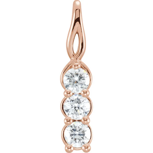 genuine ruby ring women 14KT Gold 1/2 CTW Diamond 3-Stone Pendant