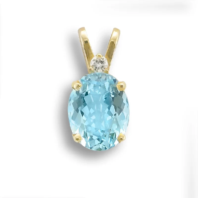 snake chain bracelet gold 14KT GOLD 2.35 CT BLUE TOPAZ & DIAMOND PENDANT