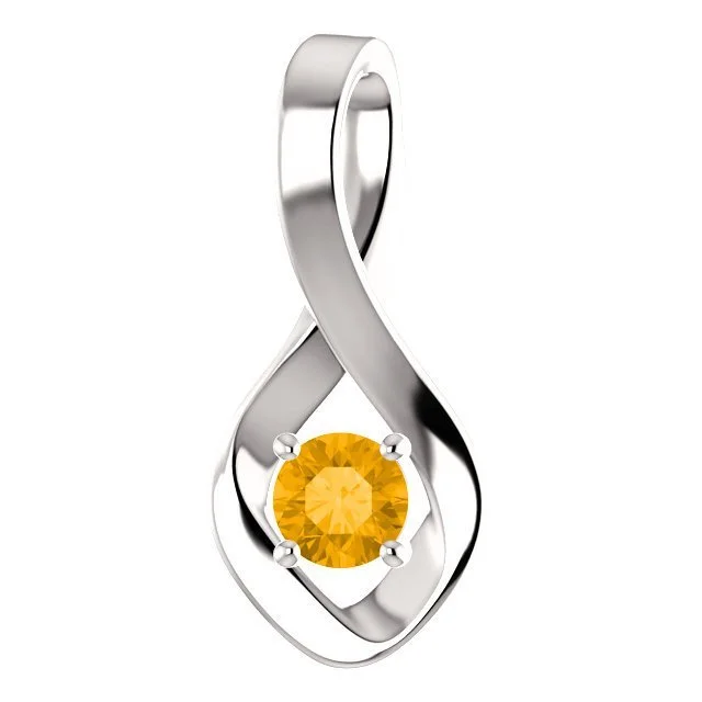 dainty gemstone drop earrings 14KT GOLD 0.24 CT ROUND CITRINE INFINITY PENDANT