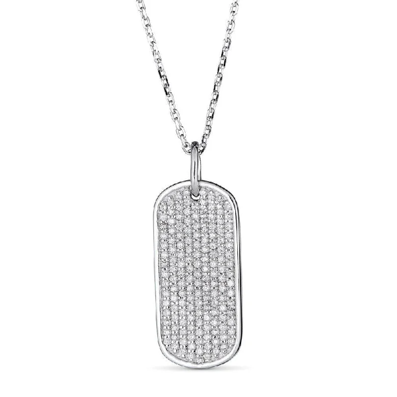 diamond halo pendant necklace EMILQUE 14KT GOLD 0.30 CTW DIAMOND DOG TAG PENDANT
