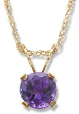 dainty cherry blossom ring 14KT GOLD 0.45 CT ROUND AMETHYST PENDANT