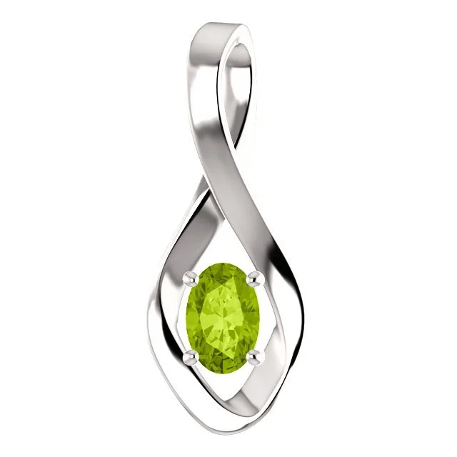 wedding band with diamonds 14KT GOLD 0.55 CT OVAL PERIDOT INFINITY PENDANT