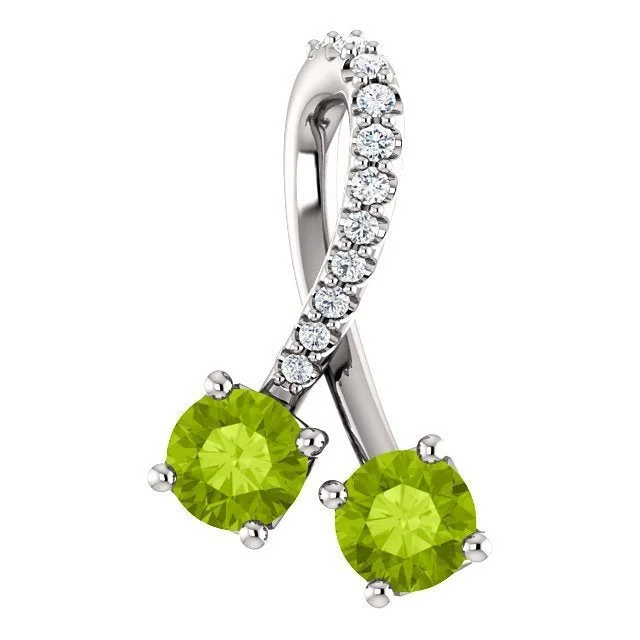 custom silver charm bracelet 14KT GOLD 0.60 CTW PERIDOT & 0.05 CTW DIAMOND FREEFORM 2 STONE PENDANT custom silver charm bracelet 14KT GOLD 0.60 CTW PERIDOT & 0.05 CTW DIAMOND FREEFORM 2 STONE PENDANT