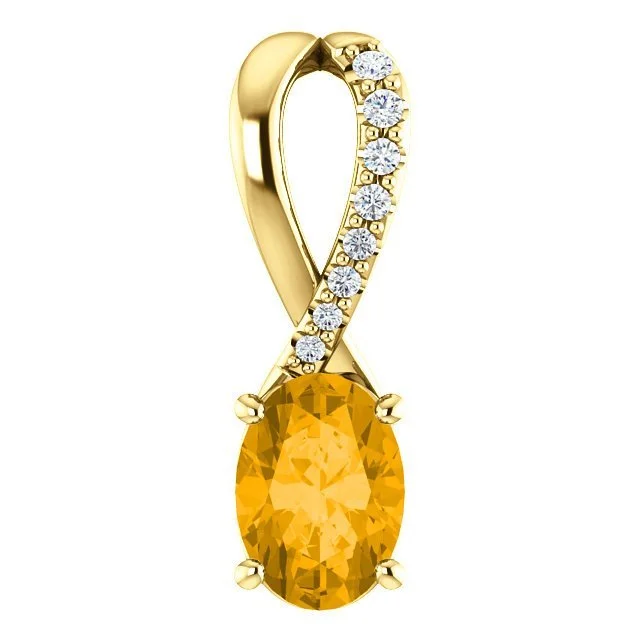 silver infinity symbol bracelet 14KT GOLD 0.72 CT CITRINE & 0.04 CTW DIAMOND ACCENT PENDANT