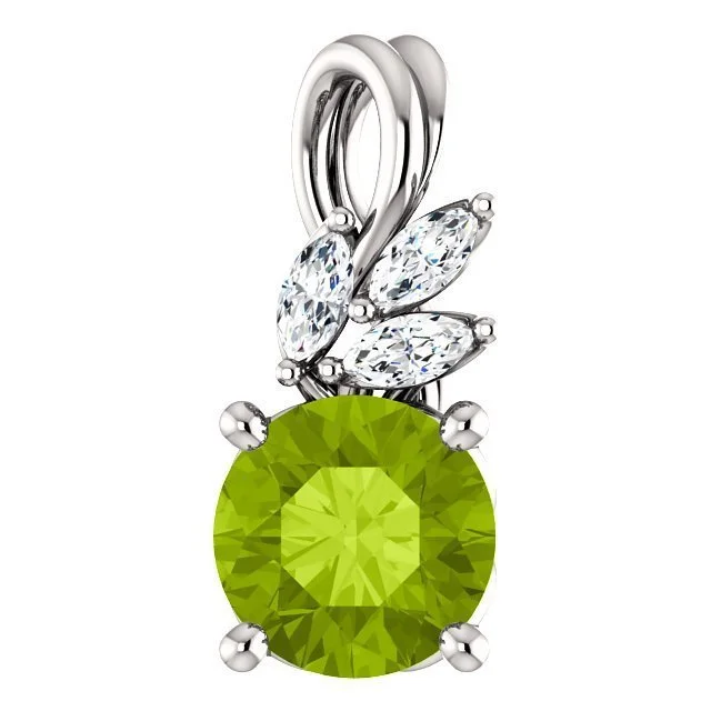 personalized couples ring engraved 14KT GOLD 0.95 CT PERIDOT & 1/10 CTW DIAMOND FLORAL PENDANT personalized couples ring engraved 14KT GOLD 0.95 CT PERIDOT & 1/10 CTW DIAMOND FLORAL PENDANT