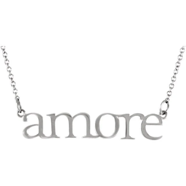 tiny diamond cross necklace 14KT GOLD "AMORE" 16.25" PENDANT NECKLACE