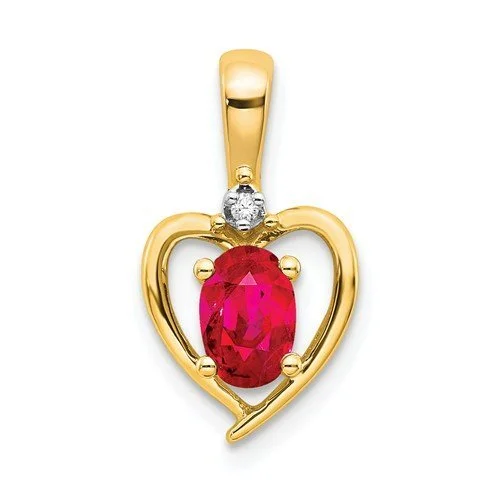 minimalist gold bracelet thin 14KT GOLD DIAMOND AND RUBY HEART PENDANT