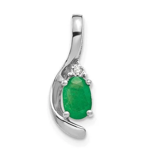 vintage art deco engagement ring 14KT GOLD OVAL EMERALD AND DIAMOND PENDANT