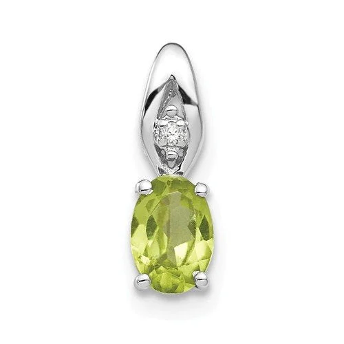 sterling silver lotus ring 14KT GOLD OVAL PERIDOT & DIAMOND PENDANT