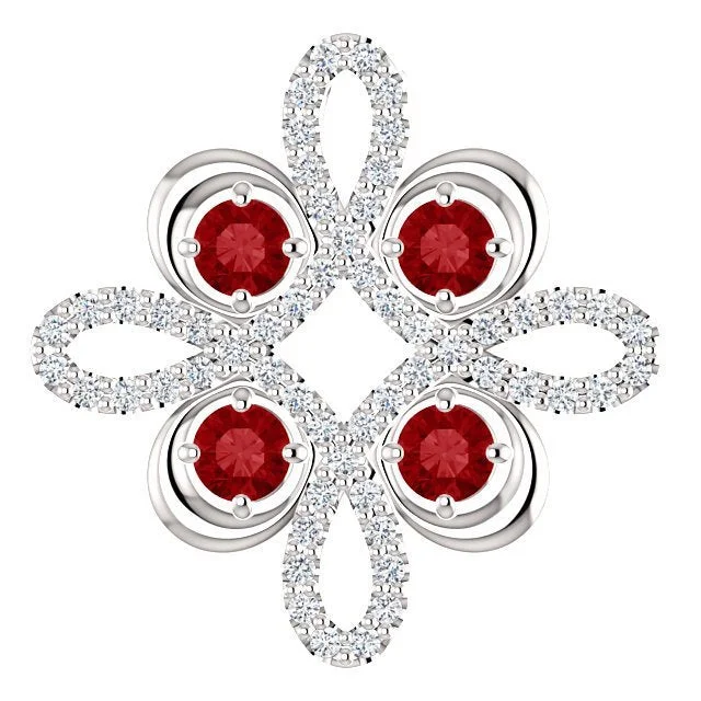 personalized gemstone pendant necklace 14KT GOLD RUBY & 1/6 CTW DIAMOND CLOVER PENDANT personalized gemstone pendant necklace 14KT GOLD RUBY & 1/6 CTW DIAMOND CLOVER PENDANT