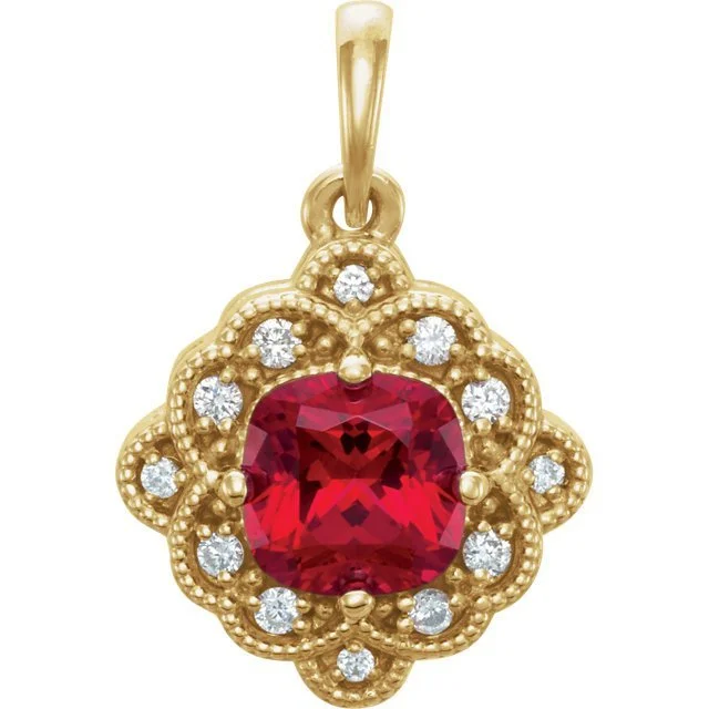 silver feather charm necklace 14KT GOLD RUBY & DIAMOND PENDANT
