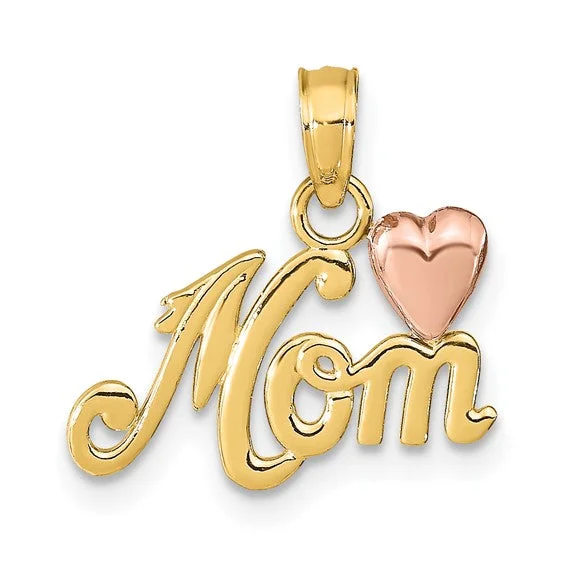 emerald cut diamond earrings 14KT MOM WITH ROSE GOLD HEART PENDANT