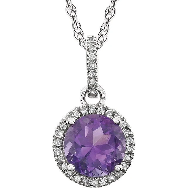 adjustable rope bracelet handmade 14KT WHITE GOLD 1.30 CT AMETHYST & .10 CTW DIAMOND HALO NECKLACE adjustable rope bracelet handmade 14KT WHITE GOLD 1.30 CT AMETHYST & .10 CTW DIAMOND HALO NECKLACE