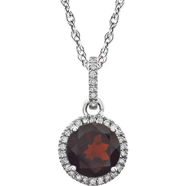amethyst healing crystal necklace 14KT WHITE GOLD 1.60 CT GARNET & .10 CTW DIAMOND HALO NECKLACE amethyst healing crystal necklace 14KT WHITE GOLD 1.60 CT GARNET & .10 CTW DIAMOND HALO NECKLACE