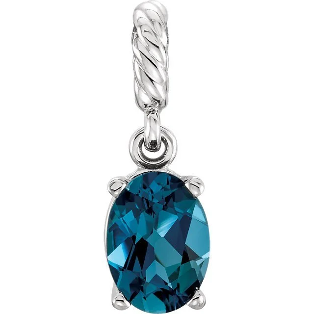 delicate gold band ring 14KT WHITE GOLD 1 CARAT LONDON BLUE TOPAZ PENDANT