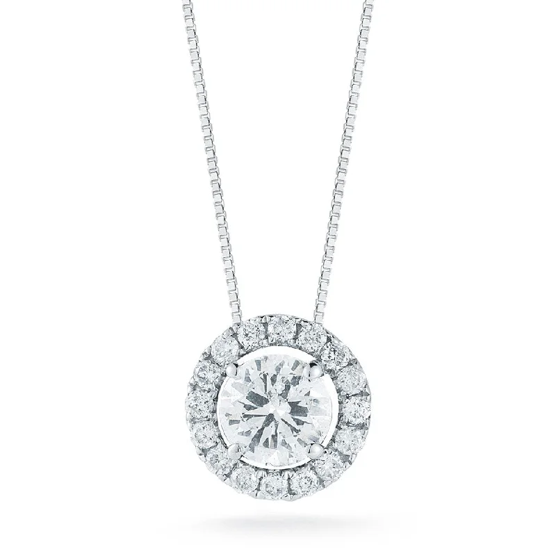 gemstone teardrop earrings 14KT White Gold 3/4 CTW Diamond Halo Pendant
