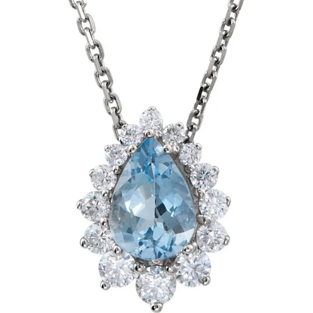 handcrafted silver cross pendant 14KT WHITE GOLD AQUAMARINE & 1/3 CTW DIAMOND 18" NECKLACE handcrafted silver cross pendant 14KT WHITE GOLD AQUAMARINE & 1/3 CTW DIAMOND 18" NECKLACE