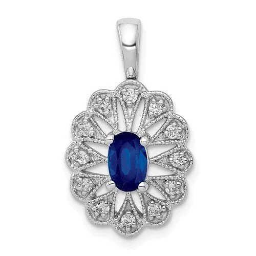 gold charm bracelet with initials 14KT WHITE GOLD DIAMOND AND 0.55 CTW SAPPHIRE FANCY PENDANT
